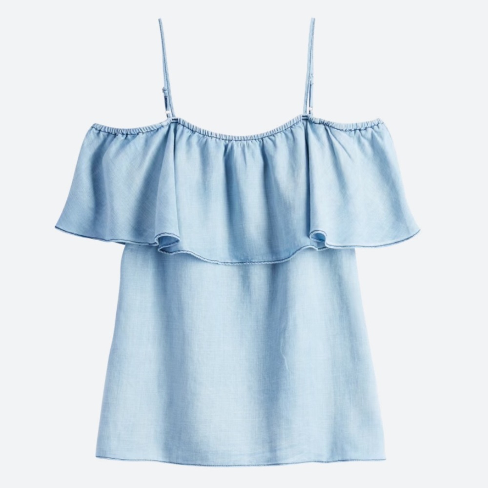 Skies are Blue Josue Cold Shoulder Top in Light Blue - Size L NWT